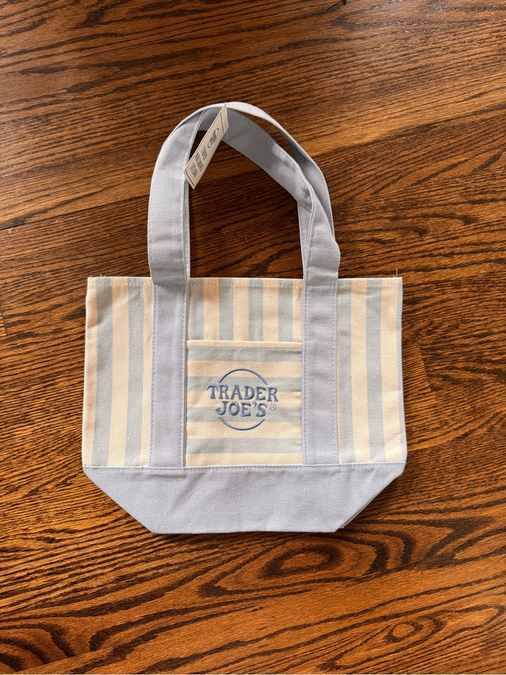 Trader Joe's Blue & Cream Striped Canvas Tote Bag